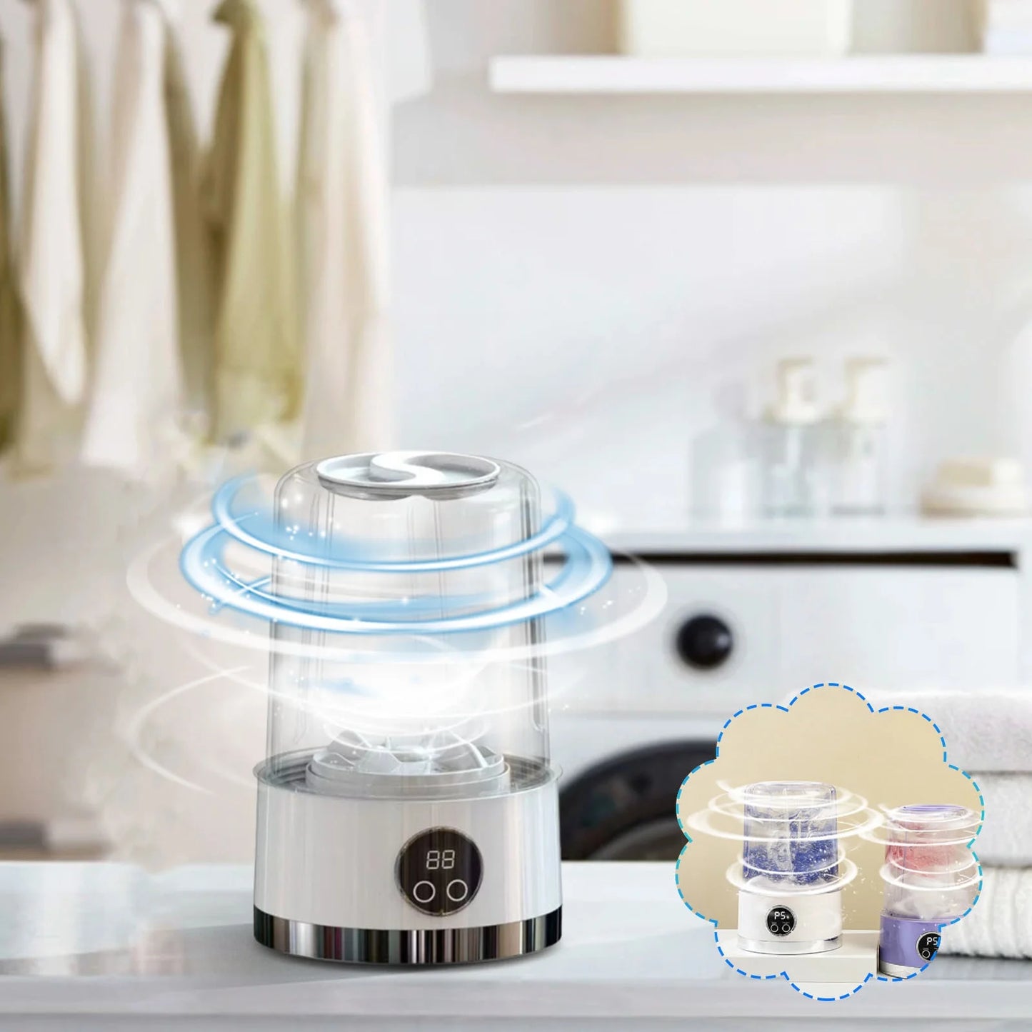 Portable Mini Washing Machine | Wireless Charging Underwear Cleaner | Compact Automatic Laundry Cup for Socks & Delicates | Travel-Friendly Small Washer | USB Cordless Operation | Gentle Fabric Care