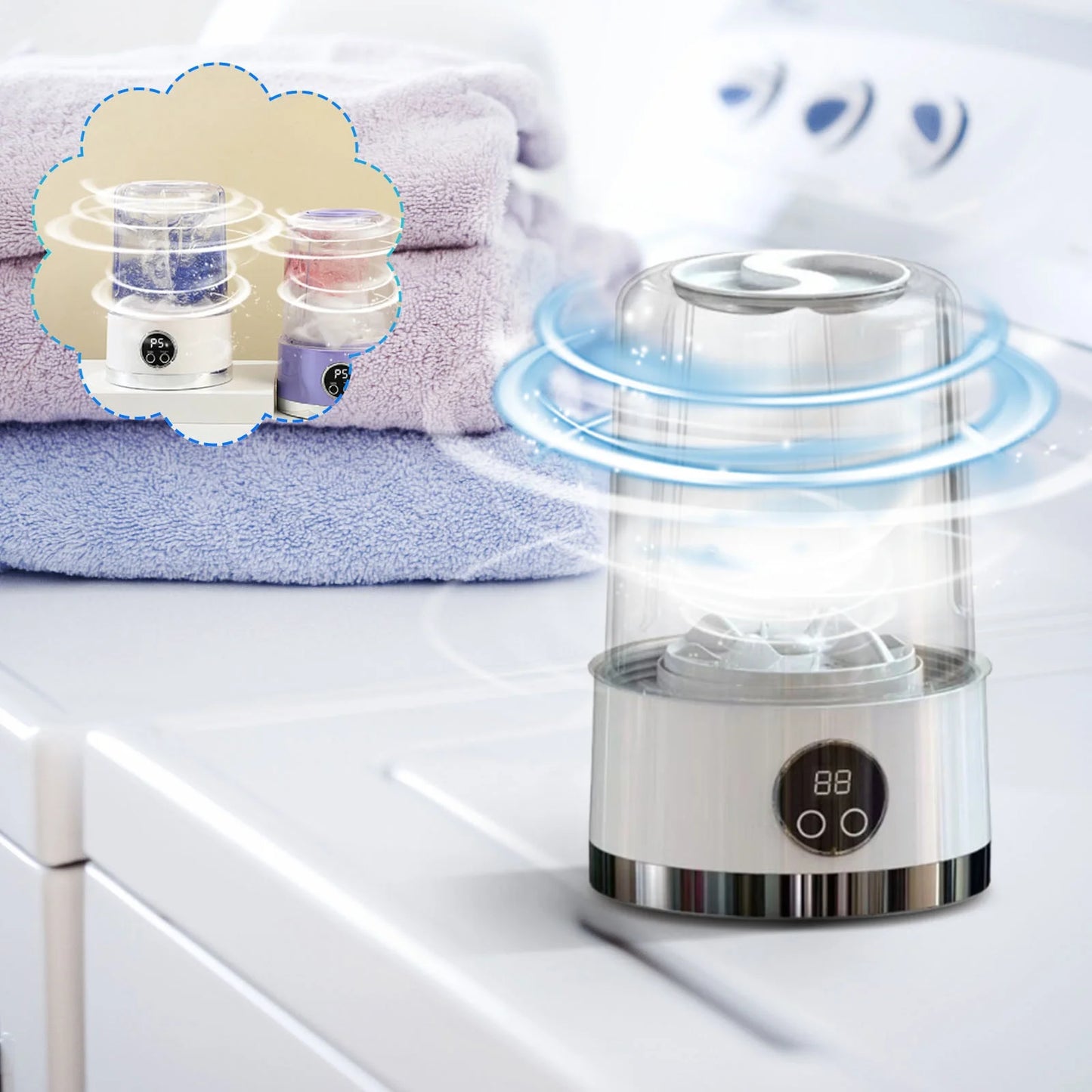 Portable Mini Washing Machine | Wireless Charging Underwear Cleaner | Compact Automatic Laundry Cup for Socks & Delicates | Travel-Friendly Small Washer | USB Cordless Operation | Gentle Fabric Care
