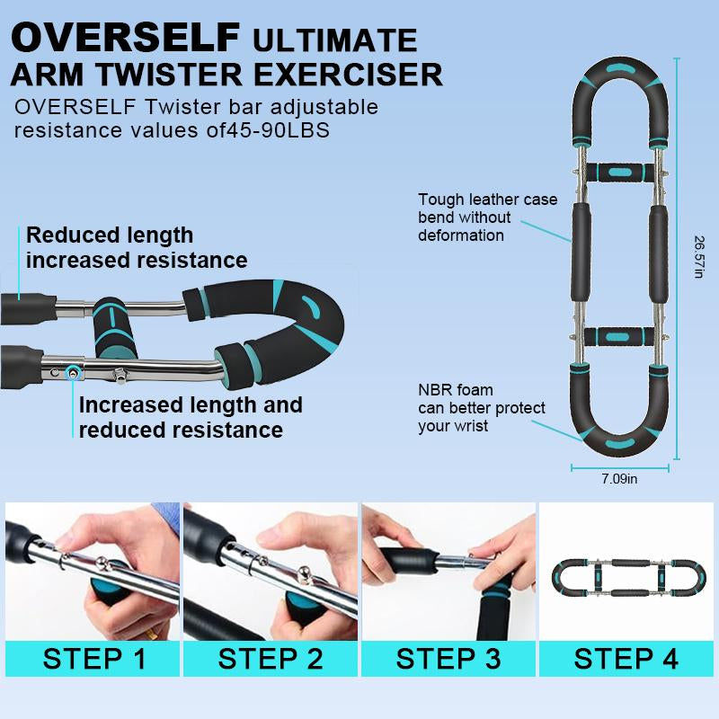 Twister Arm Trainer Twister Exerciser Chest Press 45-90Lb Adjustable Strengthen Arm and Shoulder Muscle Training Men'S Fitness Trainer Detachable Portable Gym Equipment