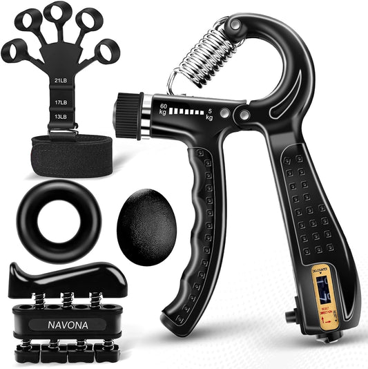 5 PCS Grip Strength Trainer Kit, Hand Gripper Strengthener, Forearm Strengthener